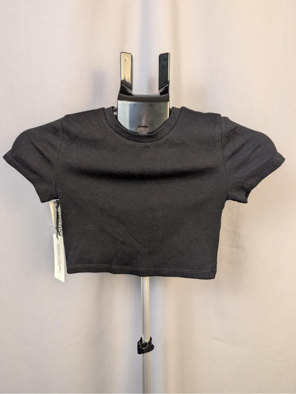 Aritzia TNA HomeStretch Crew Cropped T-Shirt Black Size 2XS NWT